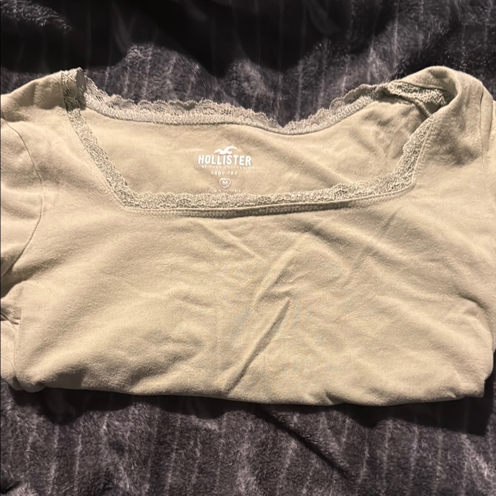 Hollister Light Tan Lace Detail Top